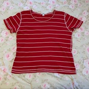 Tommy Hilfiger T-shirt Overlock Stitch Stripe Red T Shirt Size Large